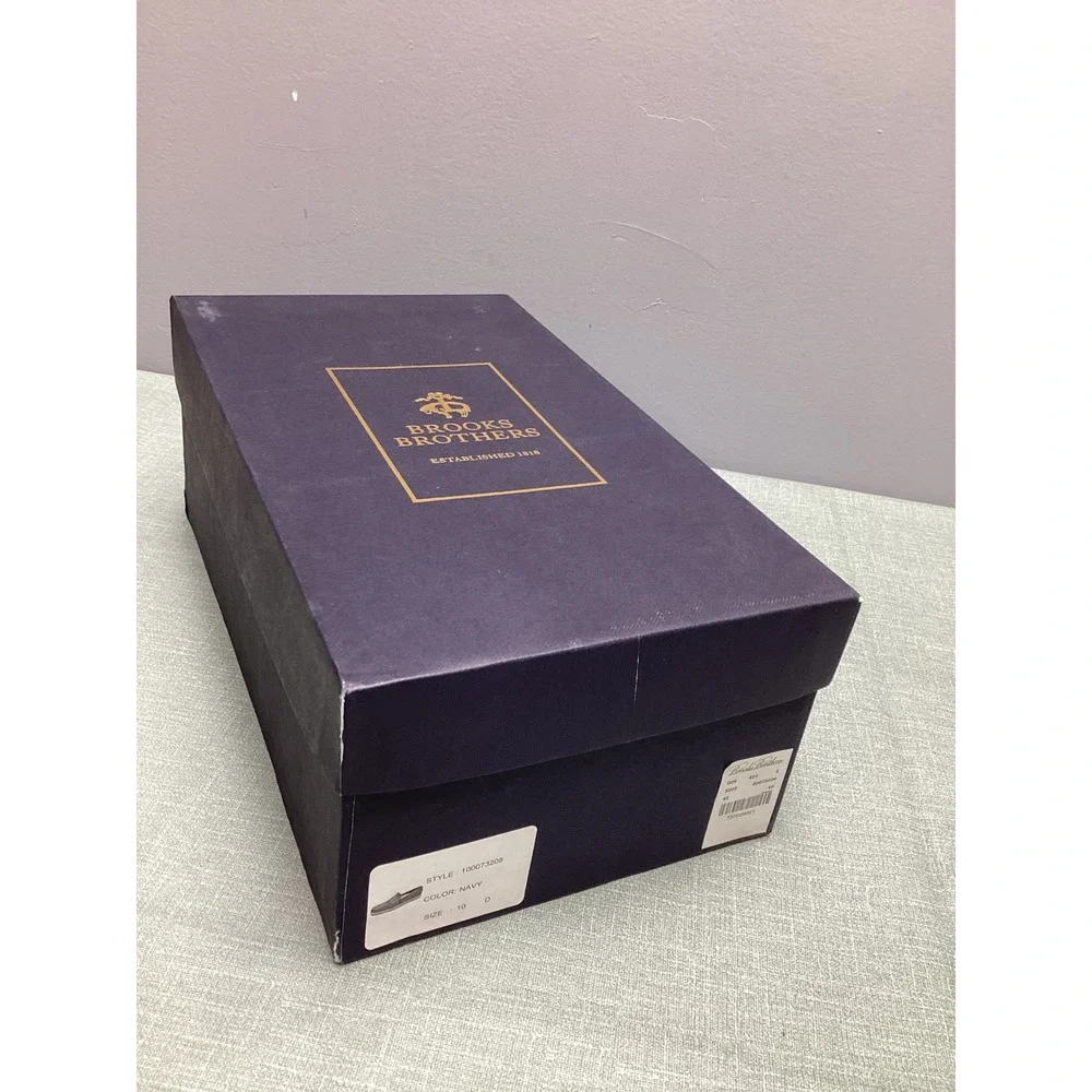 Brooks Brothers Mens Navy Nubuck Penny Loafers Red Sole 10 D 100073208 New